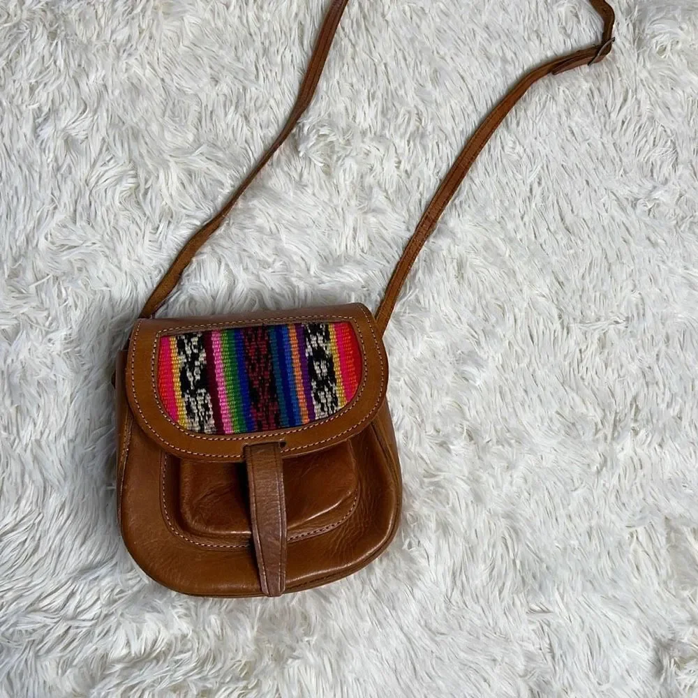 Vintage Women's Brown Boho Leather Western Sling Crossbody Bag